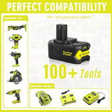 Powilling 8.0Ah Battery Replacement for Ryobi 18V Lithium ion Battery, 18 Volt Batteries for Ryobi One 18V Cordless Tools P108 P107 P105 P104 P103(2Pack) Powilling