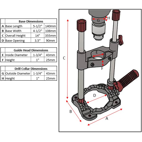 Milescraft 1368 DrillMate Portable Drill Guide - NO CHUCK. Must have 43mm Diameter Collar International Style Drills. Multi-Angle Drilling with Control Spring. NOT FOR MOST DRILLS|Black Milescraft