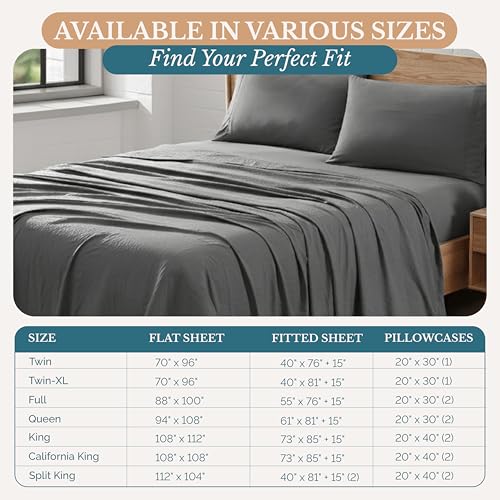 Casa Platino Luxury Bed Sheet Set – Ultra-Soft, Pre-Washed, Cozy and Breathable, 100% Brushed Premium Microfiber with Deep Pockets for a Secure Fit – Twin, Charcoal Casa Platino