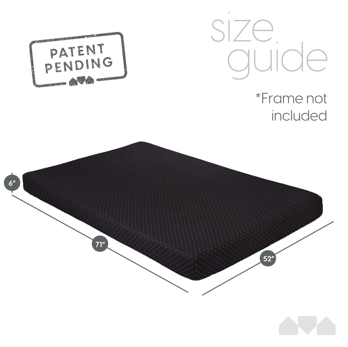 Milliard Memory Foam Futon Mattress - Full Size (Frame Not Included) (Black), 71"52"x6" - WoodArtSupply