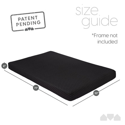 Milliard Memory Foam Futon Mattress - Full Size (Frame Not Included) (Black), 71"52"x6" - WoodArtSupply