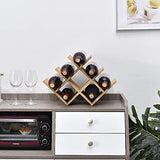 KIRIGEN Wooden 8-Bottle Wine Rack - 3-Tier Wood Wine Display Rack/Free Standing and Countertop Wine Storage Shelf - Bottle Holder/Cabinet Glass Rack Natural XHJJ3-NA KIRIGEN