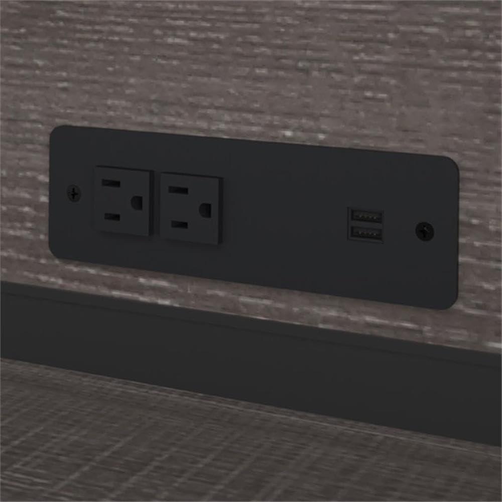 Atlin Designs Modern Wood U Shape Computer Desk with Hutch in Bark Gray Atlin Designs