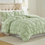 Amélie Home Sage Green Bubble Comforter Set King Size, 3 Pieces Ultra Soft Cozy Bedding Set for All Seasons, Farmhouse Luxury Gift for Women Home Decor Amélie Home