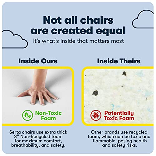 Serta® Hannah Executive Home Office Desk Chair, Ergonomic Mid-Back with Lumbar Support, Firm Seat Cushion, Layered Body Pillows, Padded Armrests, Swivel Base, Easy Assembly, Microfiber, Beige Serta