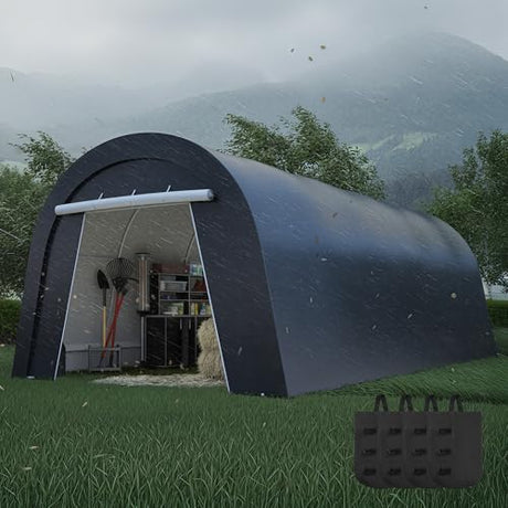Wisteria Lane Heavy Duty Carport with 4 Cloth Bags, All-Weather Car Canopy with 2 Roll-up Doors, Portable Garage Storage Shelter Shed for Boat, Truck, or Garden Tools, 12' x 25' Wisteria Lane
