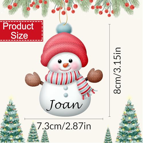 Personalized Christmas Ornaments with Names Snowman 7 Pcs Custom Family Ornament Customized Xmas Tree Hanging Wood Decoration Gift 3.15"（8cm） Fadace
