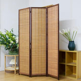 Pawlabay 3 Panel Bamboo Room Divider Screen,5.6 FT Tall Bamboo Divider Folding Panel Screen,Freestanding Panel Divider for Room Seperation,Brown PawlaBay