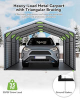Heavy Duty Metal Carport, 10x15FT Outdoor Carport Canopy with Galvanized Steel Roof and Reinforced Base,Metal Side Panels,Sidewalls,Garage Shelter Shade for Cars,Trucks, Boats, Gray Real Relax