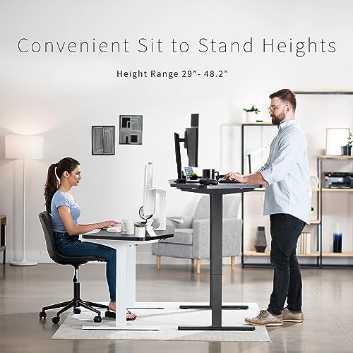 VIVO Electric Height Adjustable 63 x 32 inch Stand Up Desk, Black Table Top, Black Frame, Standing Workstation with Preset Controller, 1B Series, DESK-KIT-1B1B VIVO