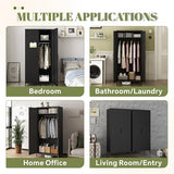Steehoom Armoire Wardrobe Closet, Metal Storage Clothes Cabinets Locker with Doors Tall Freestanding Armoire Wardrobes for Bedroom Hanging Clothes, Heavy Duty, Black Steehoom