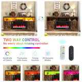 Farmhouse Fireplace TV Stand for 70/75/80 Inch TV, 32”Tall Entertainment Center w/ 36”Electric Fireplace & LED Light, 70”Media Console w/Barn Door Cabinet for Living Room, Rustic Brown jiteentarou