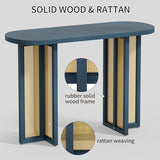 OMCHOM Blue Narrow Entryway Console Table Boho, 48 Inch Sofa Table with Leveling Feet, Hallway Table for Small Spaces Living Room Foyer Behind Couch, Easy Assembly OMCHOM