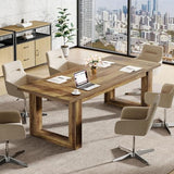 Tribesigns Conference Table, Modern Meeting Table, 5 ft Wood Conference Room Table, Large Rectangular Business Furniture Seminar for Boardroom (1, Brown) Tribesigns