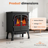 Sweetcrispy Freestanding Electric Fireplace Heater, 26”Two Door Fireplace with 3D Flame Effect, Overheating Safe Design, Energy Saving Space Heater with 12H Timer&Remote for Living Room, Bedroom,Black Sweetcrispy