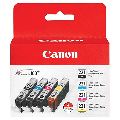 Canon CLI-221 Four Color Pack Compatible to MP980, MP560, MP620, MP640, MP990, MX860, MX870, iP4600, iP3600, iP4700 Canon