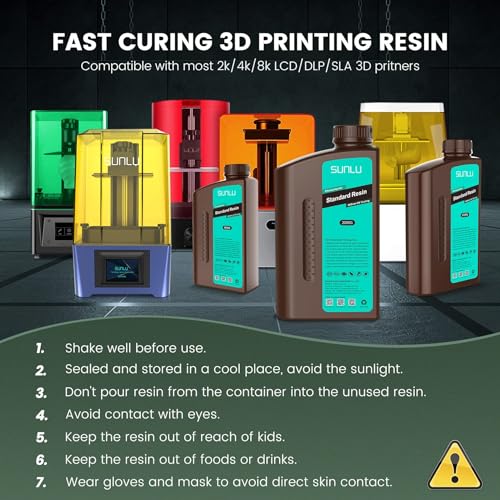 SUNLU Upgraded 2KG Standard 3D Printer Resin, 405nm UV-Curing Resin LCD/DLP/SLA 3D Printers, High Compatibility 3D Printer Resin, 2000g Grey
