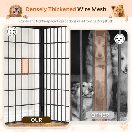 YATINEY Foldable Dog Crate Furniture, Dog Crate with DIY Frame, Heavy Duty Dog Kennel Indoor with Hooks, Wooden Dog Cage End Table, for Small/Medium Dogs, Rustic Brown and Black DC95BR YATINEY