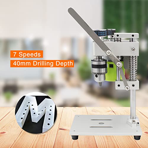 Mini Drill Press, Weytoll 24V Mini Bench Drill, Benchtop Drill Press, Portable Precision Drilling Machine, 7-Speed Low Noise Desktop Drilling Machine for Handicraft DIY Jewelry Making Metal - WoodArtSupply