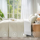 Davulos King/Cal King Quilt Set in Cream, Soft Reversible Microfiber Bedspread for All-Season Use in Bedroom or Dorm, Lightweight Modern Geometric Coverlet (1 Quilt, 2 Pillow Shams) Davulos