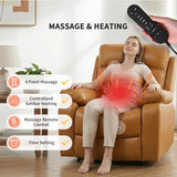 EONIX Power Zero Wall Hugger Power Recliner Chair for Small Space RV Living Room,Power Recliner with Massage and Heat, USB & USB-C Charging Ports, SXXY003992, Saddle Brown