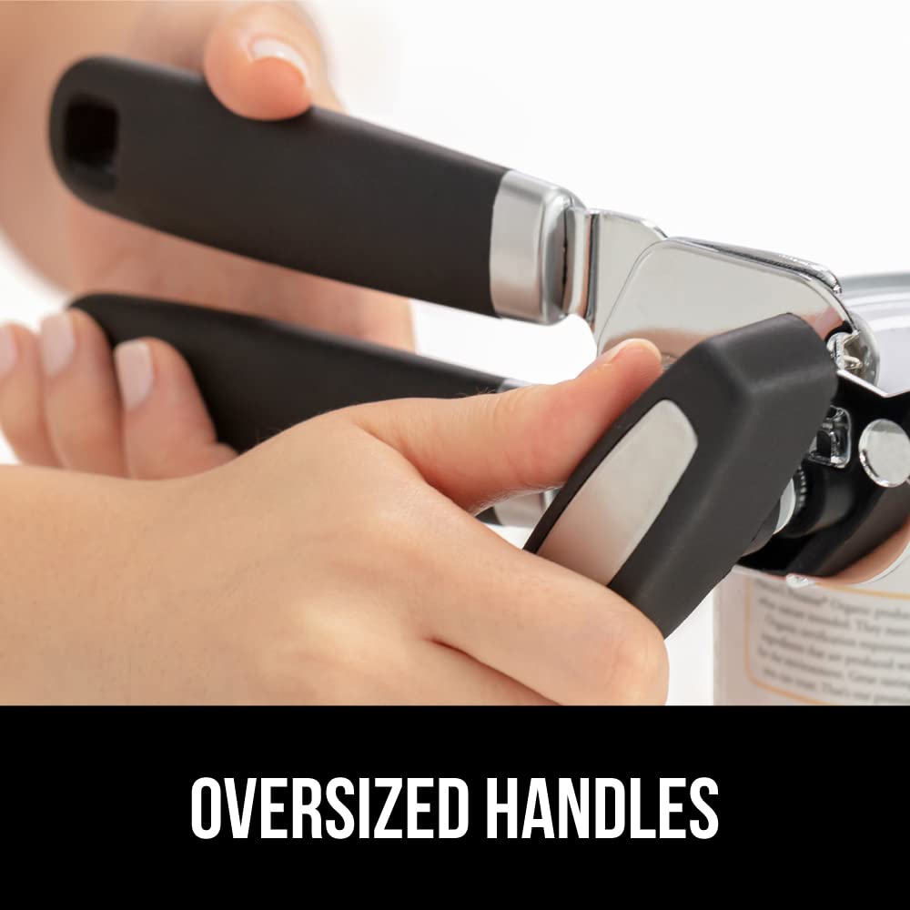 The Original GORILLA GRIP Heavy Duty Stainless Steel Smooth Edge Manual Can Opener and Bottle Openers, Soft Handle, Rust Proof Oversized Handheld Easy Turn Knob, Multifunctional Kitchen Tool, Black Gorilla Grip