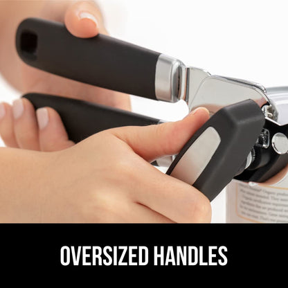 The Original GORILLA GRIP Heavy Duty Stainless Steel Smooth Edge Manual Can Opener and Bottle Openers, Soft Handle, Rust Proof Oversized Handheld Easy Turn Knob, Multifunctional Kitchen Tool, Black