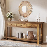 Tribesigns 70.9” Console Table with 3 Drawers, Extra Long Entryway Table for Hallway, Living Room, Narrow Sofa Table Behind Couch with Storage Shelf, Rustic Brown Wood Foyer Furniture Tribesigns