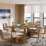 Tribesigns 63 inch Conference Table with 4 Shelves, Rectangular Meeting Table for Office, Large Sturdy Business Desk, Seminar Tables for 6-8 People (1, Brown) Tribesigns