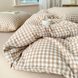 LifeTB Tan Gingham Comforter Set California King 3 Pieces Modern Plaid Comforter Set Beige Grid Comforter with 2 Pillowcases Soft Fluffy Checkered Grid Pattern Gingham Bedding Set for All Seasons LifeTB