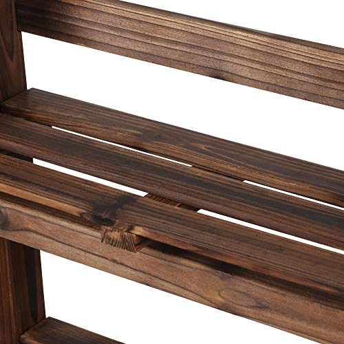 Yaheetech Foldable Ladder Shelf Wooden Plant Stand Indoor Outdoor Shelves No Assembly Flower Display Multi-Functional Shelves Outdoor Storage Shelf for Living Room/Garden/Office/Kitchen Brown Yaheetech