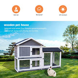 HOMLOVLY Rabbit Hutch Bunny Cage, Large Wooden Rabbit House Indoor Outdoor with Removable Trays, UV Panel, Guinea Pig Chicken Coop Pet House for Small Medium Animals, Black HOMLOVLY