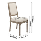 CangLong Farmhouse Dining Room Accent Chairs, Modern Distressed Bedroom Chairs with Square Back, Elegant Kitchen Chairs Side Chair, Set of 2, Fabric Back in Beige CangLong