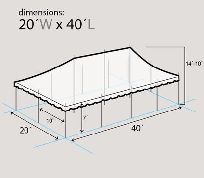 TentandTable 20' x 40' Premium Canopy Tent, Blue/White, Outdoor Pole Tent, 80-160 Person Capacity for Parties, Weddings, Events, Commercial and Residential Use, Large Heavy Duty Vinyl Canopy  - WoodArtSupply