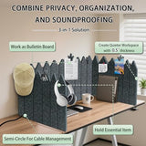 BXI Foldable Felt Desk Divider, 16.5 x 86 Inches Non-Tip Privacy Panel Partition, Versatile Cubicle Shield with Clips for Hanging Notes & Items, Acoustic Table Screen for Office Home Classroom BXI
