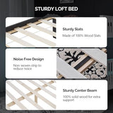 VINGLI Solid Wood Bunk Bed Twin Over Twin, Bunk Beds with Storage Underneath for Kids and Adults with LED Lights/USB Port Charging Station/Extra 15 inches Tall Guardrail,Black VINGLI