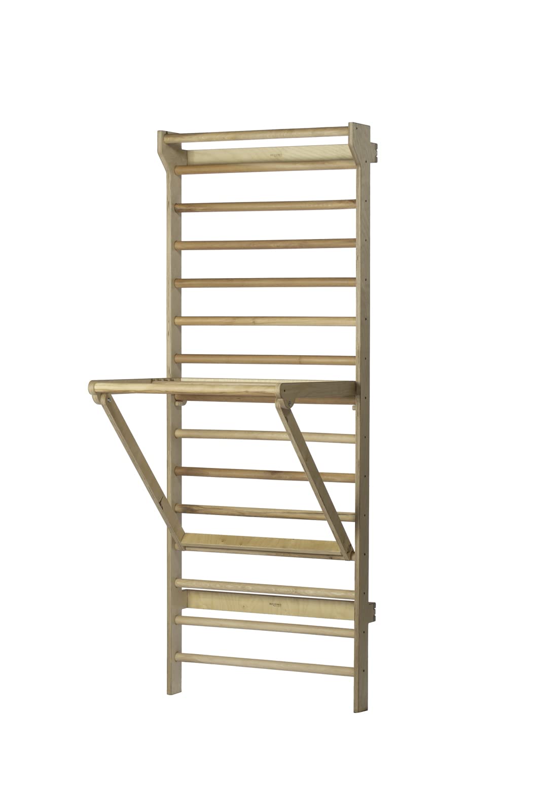 Stall Bar Training Tower: Swedish Ladder with Adjustable Pull-Up Dip Bar Attachment (1.5" Round, Beech Rungs)