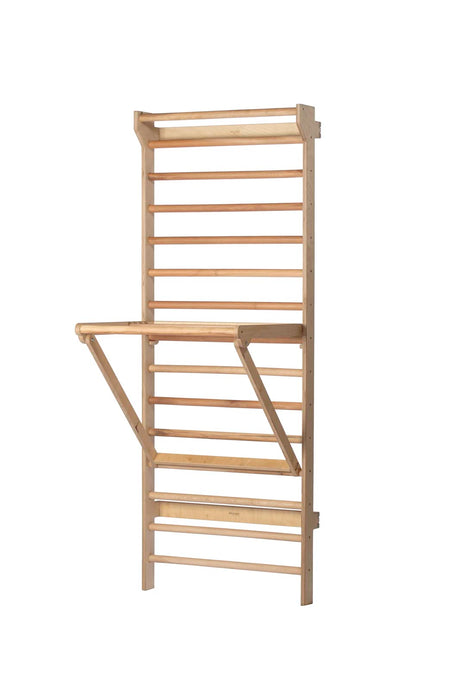 Stall Bar Training Tower: Swedish Ladder with Adjustable Pull-Up Dip Bar Attachment (1.5" Round, Beech Rungs) Beyond Balance