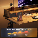 DEVAISE 55×28 Inch Electric Standing Desk with Drawers, Computer Desk with 3 Adjustable Height, Storage Shelf, Built-in USB Outlets and Memory Preset, Sit to Stand Desk for Home Office, Rustic Brown DEVAISE