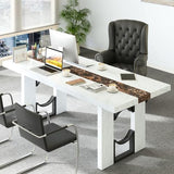 Loomie 6FT Conference Table for 6-8 People, 71 Inch Large Rectangular Meeting Table with Marble-Color Tabletop, Modern Seminar Table for Office Conference Room, Boardroom (White Marble) Loomie