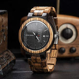 BOBO BIRD Mens Wooden Watch Analog Quartz with Week Display Lightweight Handmade Wood Wrist Watch for Men (Black Dial) BOBO BIRD