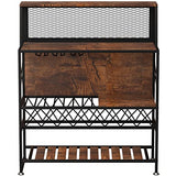 Industrial Rustic Brown Wine Rack and Home Bar Table with Glass Holder by VEVOR VEVOR