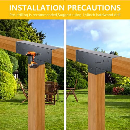 Wilkblck Woodwork Pergola Kit - Elevated Wood Stand T Brackets - Modular Sizing Pergola Brackets Hardware for 4 x 4 Lumber, 2 Pack - WoodArtSupply