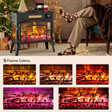 BREEZEHEAT Electric Fireplace Stove-Freestanding Fireplace Heater w/ 3D Flame, Thermostat, Remote, 1500W/750W Quiet Heating, Portable Fireplace for Indoor Use, Overheating Protection, Black, 23" Wide BREEZEHEAT