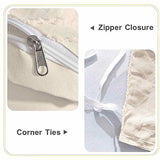 Nanko Beige Duvet Cover Twin Size, 2pc Boho Tufted Microfiber Bedding Comforter Cover Set, All Season Aesthetic Shabby Chic Soft Embroidery Textured Geometric Quilt Cover 68x90 inches Nanko