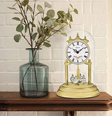 Bulova B8821 Heather Anniversary Clock | 9" Glass Dome Design | Rotating Crystal Pendulum | Westminster Chime | Engraving Plate Bulova