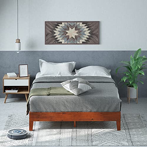 ZINUS Wen Deluxe Cherry Wood Platform Bed Frame - Sturdy, Stylish, No Box Spring Needed - WoodArtSupply