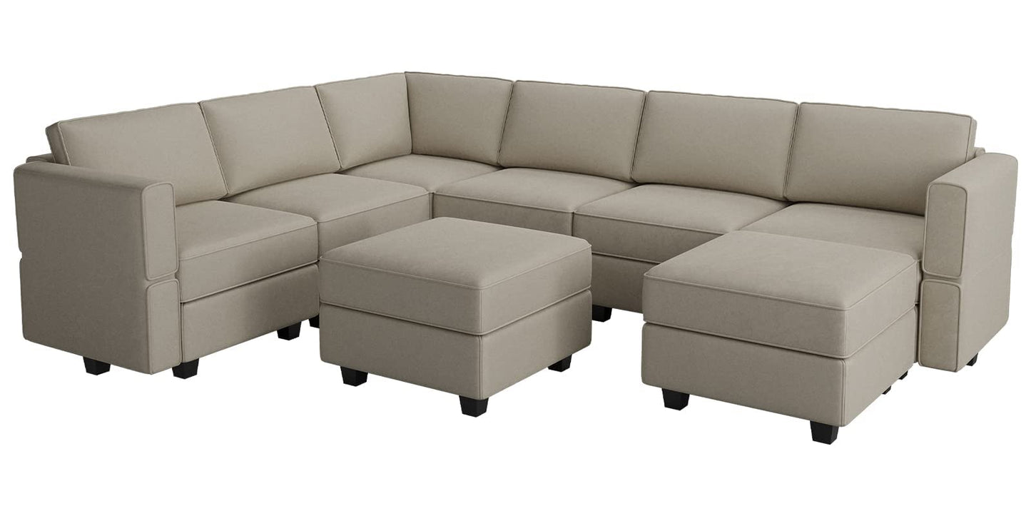 Belffin Modular Sectional Sofa with Storage Seat Oversized U Shaped Couch with Reversible Chaise Sofa Set with Ottoman Velvet Grey