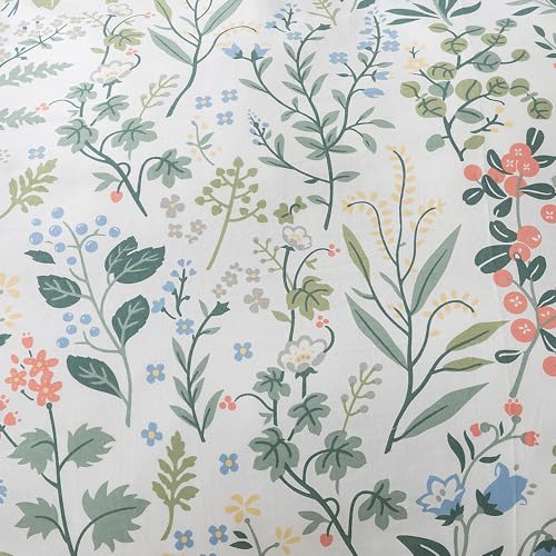 HoneiLife Duvet Cover Queen Size - 100% Cotton Comforter Floral Breathable Duvet Cover with Zipper Closure & Corner Ties,3pcs Wildflower Comforter Cover Sets- Fragrant Grass HoneiLife