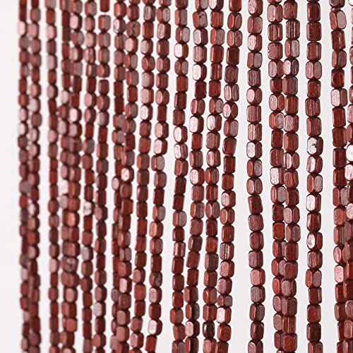 ANMINY Wood Bamboo Beaded Curtain 2 Panels Wooden Hanging Room Divider 52 Strands Decorative Handmade Door Bead Curtains Wall Panel Blinds for Doorway Restaurant Home Decor 35" x 76" - Wave Flower ANMINY